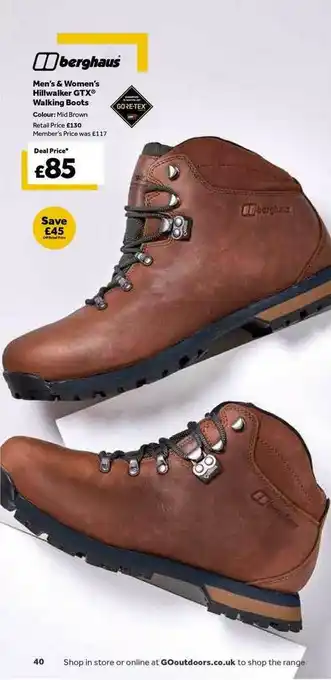 GO Outdoors Men's Women's Hillwalker Gtx Walking Boots Berghaus offer