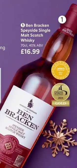 Lidl Ben Bracken Speyside Single Malt Scotch Whisky offer
