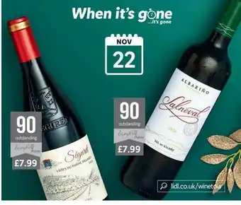 Lidl Séguret Côtes Du Rhône Villages, Albariño Salneval offer