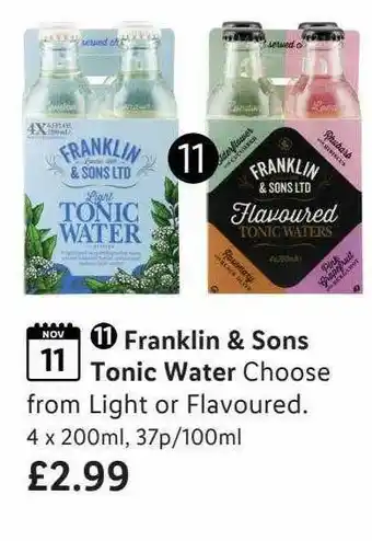 Lidl Franklin & Sons Tonic Water offer