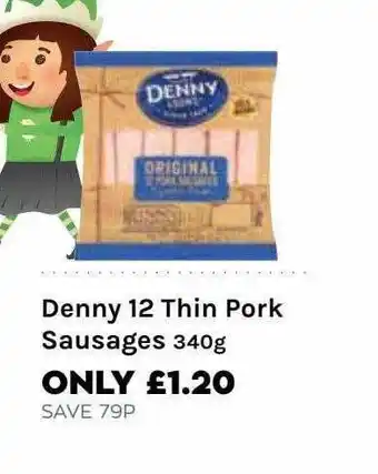 Mace Denny 12 Thin Pork Sausages offer