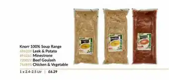 Musgrave MarketPlace Knorr 100% Soup Rane Leek & Potato, Minestrone, Beef Goulash Or Chicken & Vegetable offer