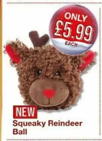 Poundstretcher Squeaky Reindeer Ball offer
