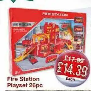 Poundstretcher Fire Station Playset 26pc offer