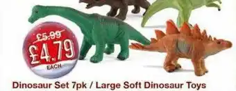 Poundstretcher Dinosaur Set 7pk Large Soft Dinosaur Toys offer