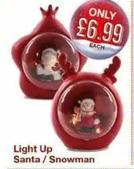 Poundstretcher Light Up Santa Snowman offer