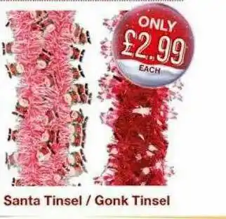 Poundstretcher Santa Tinsel Gonk Tinsel offer