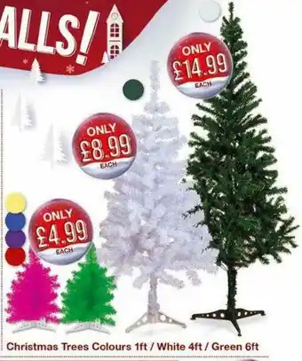 Poundstretcher Christmas Trees Colours 1ft White 4ft Green 6ft offer