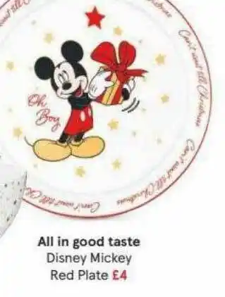 Tesco All In Good Taste Disney Mickey Red Plate offer