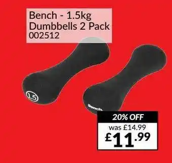 The Range Bench - 1.5kg Dumbbells 2 Pack 002512 offer