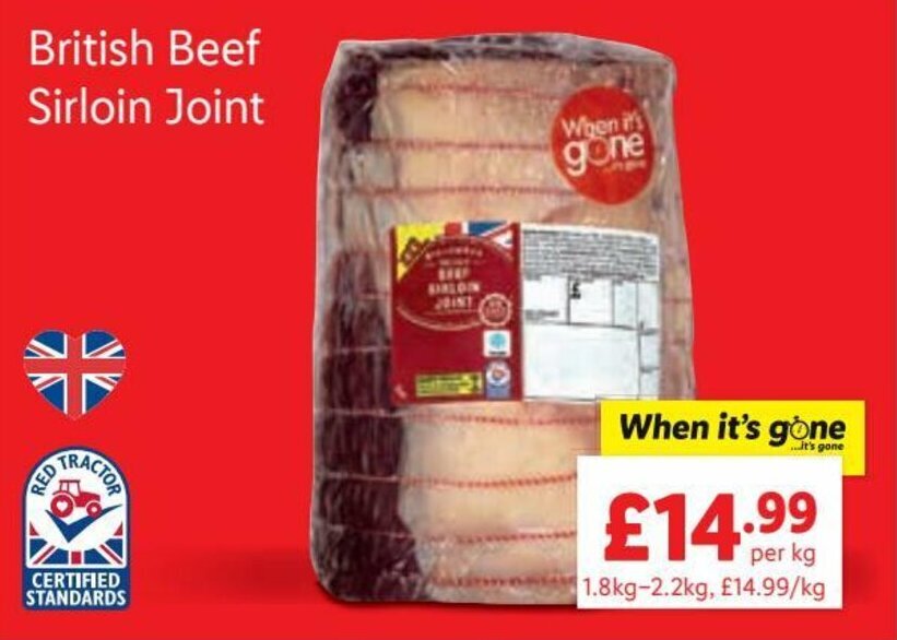 British Beef Sirloim Joint offer at Lidl