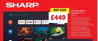 Lidl Sharp 65" Ultra HD 4K Android TV offer