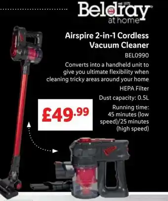 Lidl Beldray Airspire 2-in-1 Cordless Vacuum Cordless offer