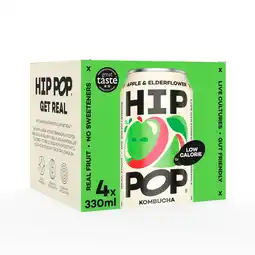 Morrisons Hip Pop Apple & Elderflower Kombucha Cans 4 x 330ml offer