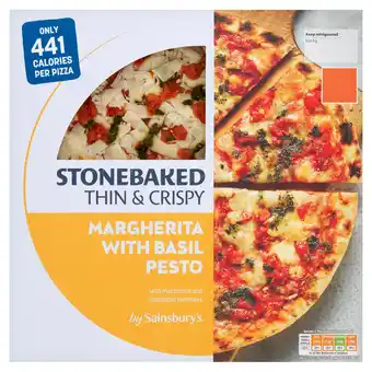 Sainsbury's Sainsbury's Stonebaked Thin & Crispy Margherita with Basil Pesto 200g offer