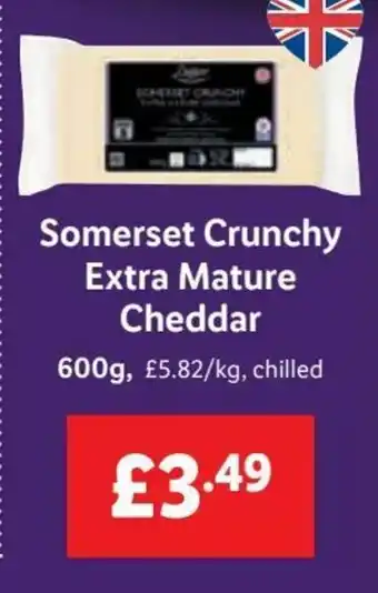 Lidl Somerset Crunchy Extra Mature Cheddar 600g offer