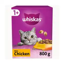 Asda Whiskas 1+ Chicken Adult Dry Cat Food 800g offer