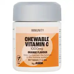 Asda ASDA Immunity 1 a day Chewable Vitamin C 1000mg Orange Flavour 60 Tablets offer