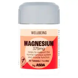 Asda ASDA Wellbeing Magnesium 375 Mg Tablets 1 a Day offer