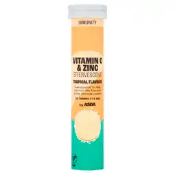 Asda ASDA Immunity 1 a Day Vitamin C & Zinc Effervescent Tropical Flavour 20 Tablets offer