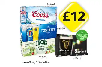 Londis Coors, Fosters, Inch's, Guinness offer