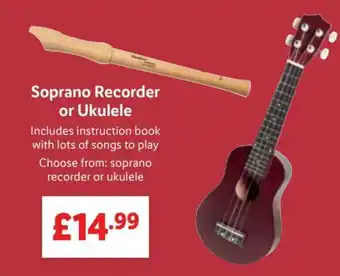 Lidl Soprano Recorder ou Ukelele offer