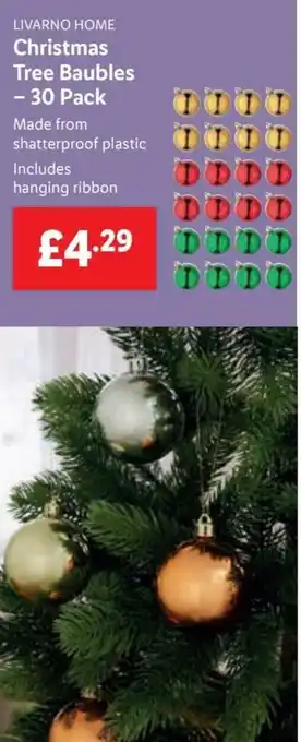 Lidl Christmas Tree Baubles 30 pack offer