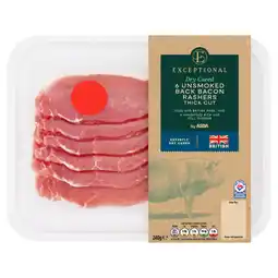 Asda Exceptional by ASDA 6 Unsmoked Back Bacon Rashers Thick Cut 240g offer