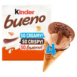 Iceland Kinder Bueno Classic Ice Cream Cones 4x90ml offer