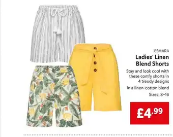 Lidl Esmara Ladies' Linen Blend Shorts offer