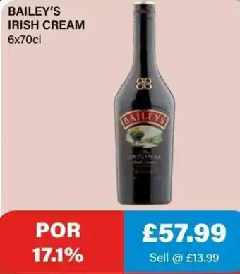 Bestway Bailey's Irish Cream 6 x 70cl offer