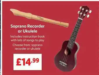 Lidl Soprano Recorder Or Ukulele offer