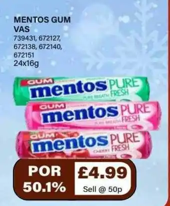 Bestway Mentos Gum 24 x 16g offer