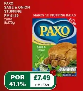 Bestway Paxo Sage & Onion Stuffing 8x170g offer