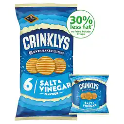 Iceland Jacob’s Crinklys Salt & Vinegar 30% Less Fat Multipack Snacks 6x23g offer