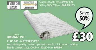JYSK Dreamzone Plus T40 - Mattress Pad offer