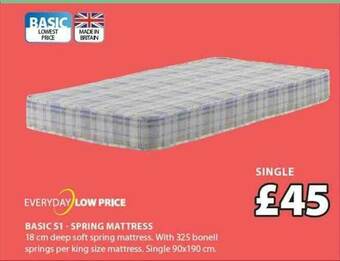 JYSK Basic S1 - Spring Mattress offer