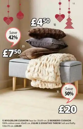 JYSK Myggblom Cushion, Berberis Cushion, Eranthis Throw offer