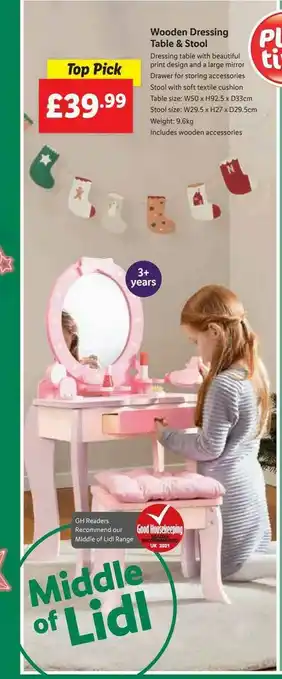 Lidl Wooden Dressing Table & Stool Playtive offer