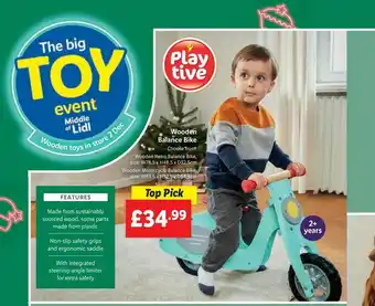 Lidl Wooden Balance Bike Playtive offer
