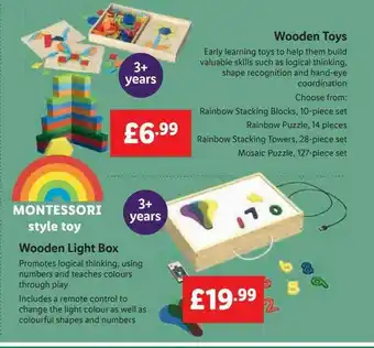 Lidl Montessori Style Toy Wooden Toys Or Light Box offer