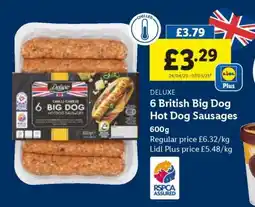 Lidl 6 British Big Dog Hot Dog Sausages offer