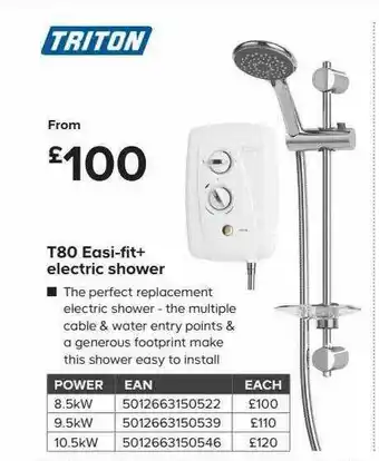 TradePoint Triton T80 Easi-fit+ Electric Shwoer offer