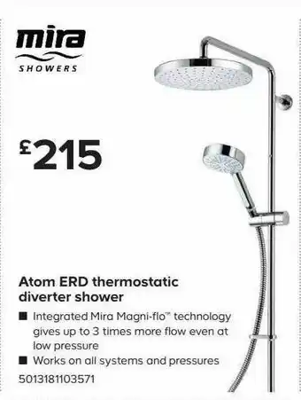 TradePoint Mira Showers Atom Erd Thermostatic Diverter Shower offer
