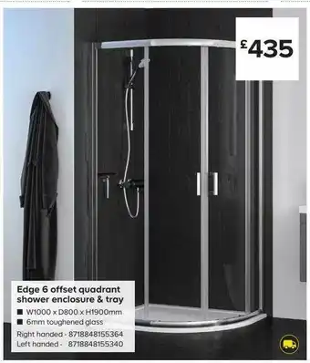 TradePoint Edge 6 Offset Quadrant Shower Enclosure & Tray offer