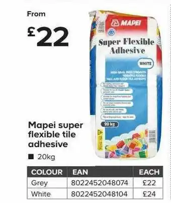 TradePoint Mapei Super Flexible Tile Adhesive offer