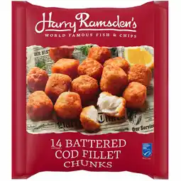Iceland Harry Ramsdens 14 Battered Cod Fillet Chunks 300g offer