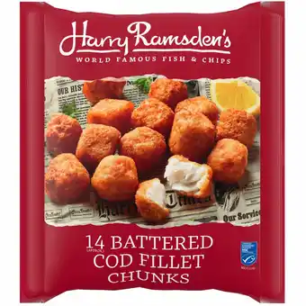 Iceland Harry Ramsdens 14 Battered Cod Fillet Chunks 300g offer