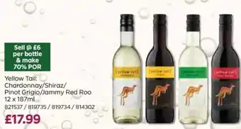 Bestway Yellow Tail: Chardonnay/Shiraz/ Pinot Grigio/Jammy Red Roo offer