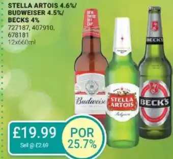 Bestway STELLA ARTOIS 4.6%/ BUDWEISER 4.5%/ BECKS 4% offer